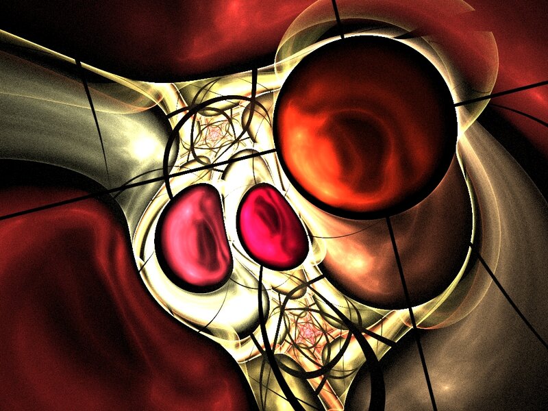 Abstract Red and Gold Shapes — Dramatic