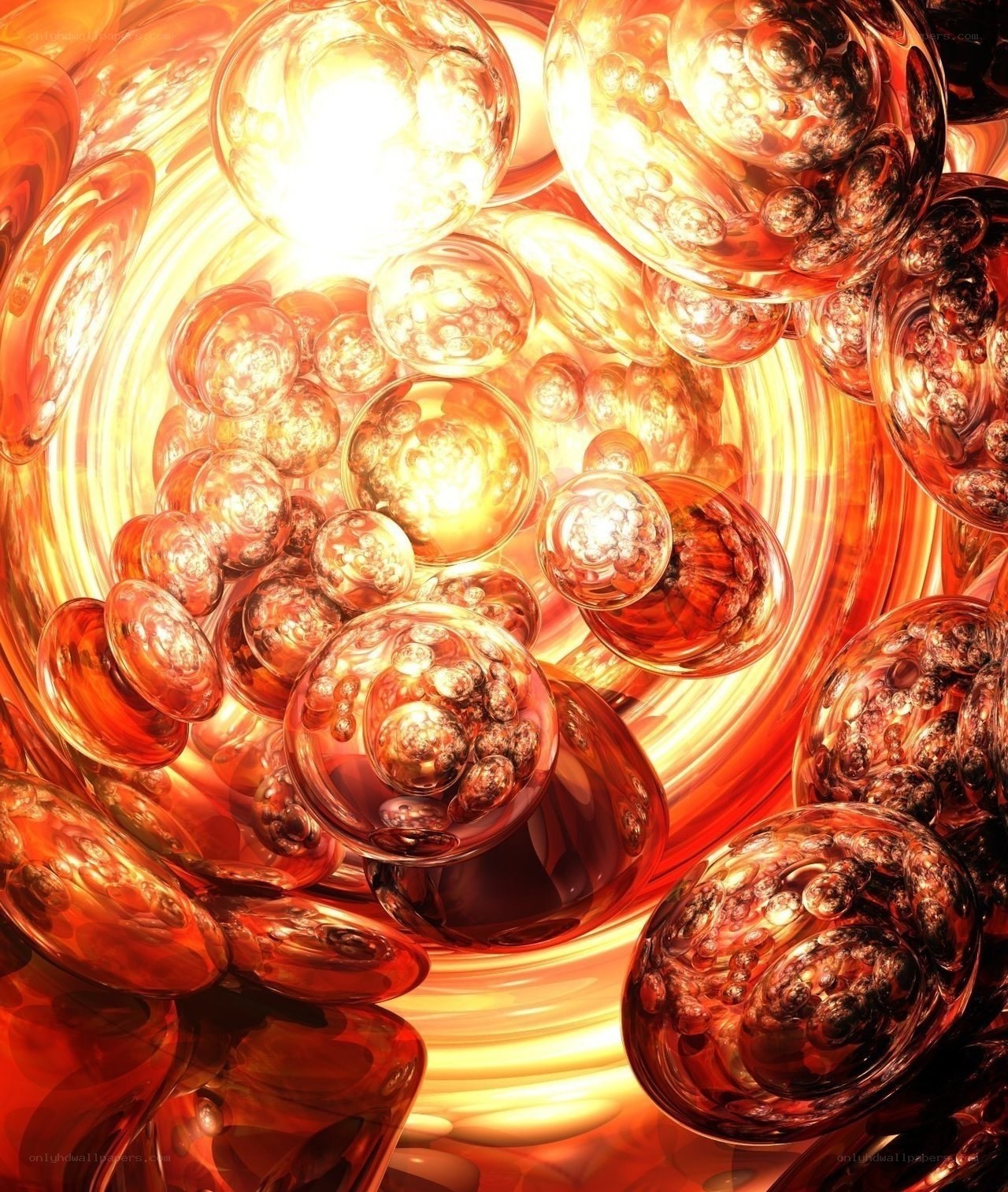 Abstract red and gold spheres