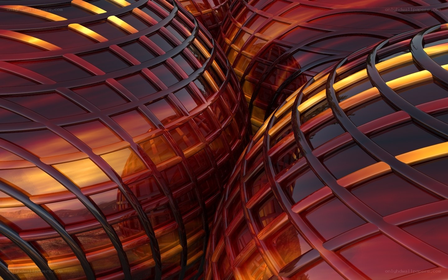 abstract red and gold structure