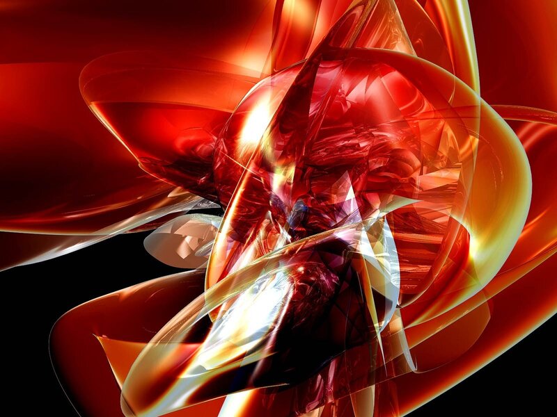 Abstract red and gold swirls