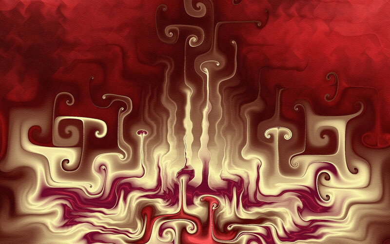 Abstract Red and Gold Swirls — Dramatic, Curves