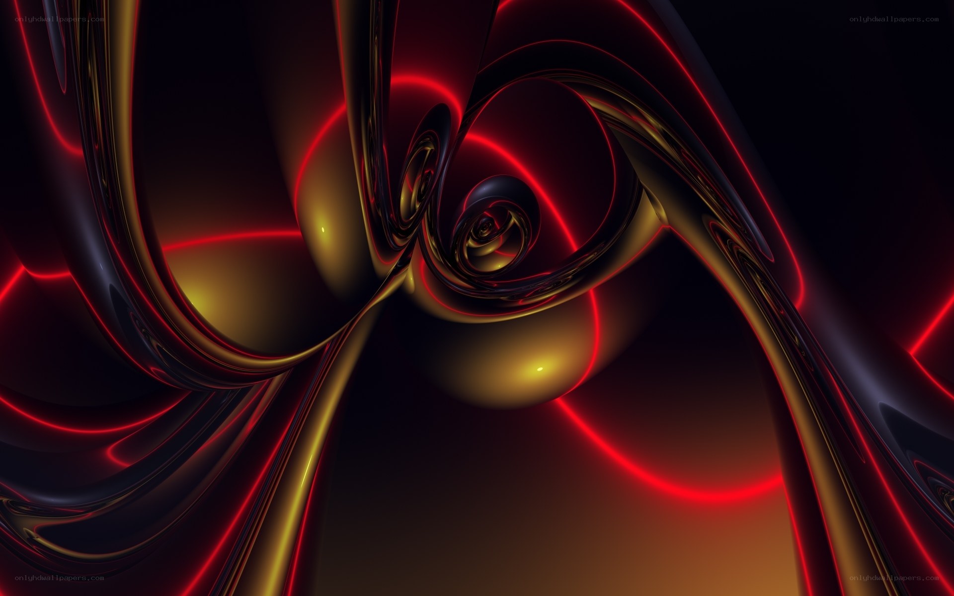 Abstract red and gold swirls