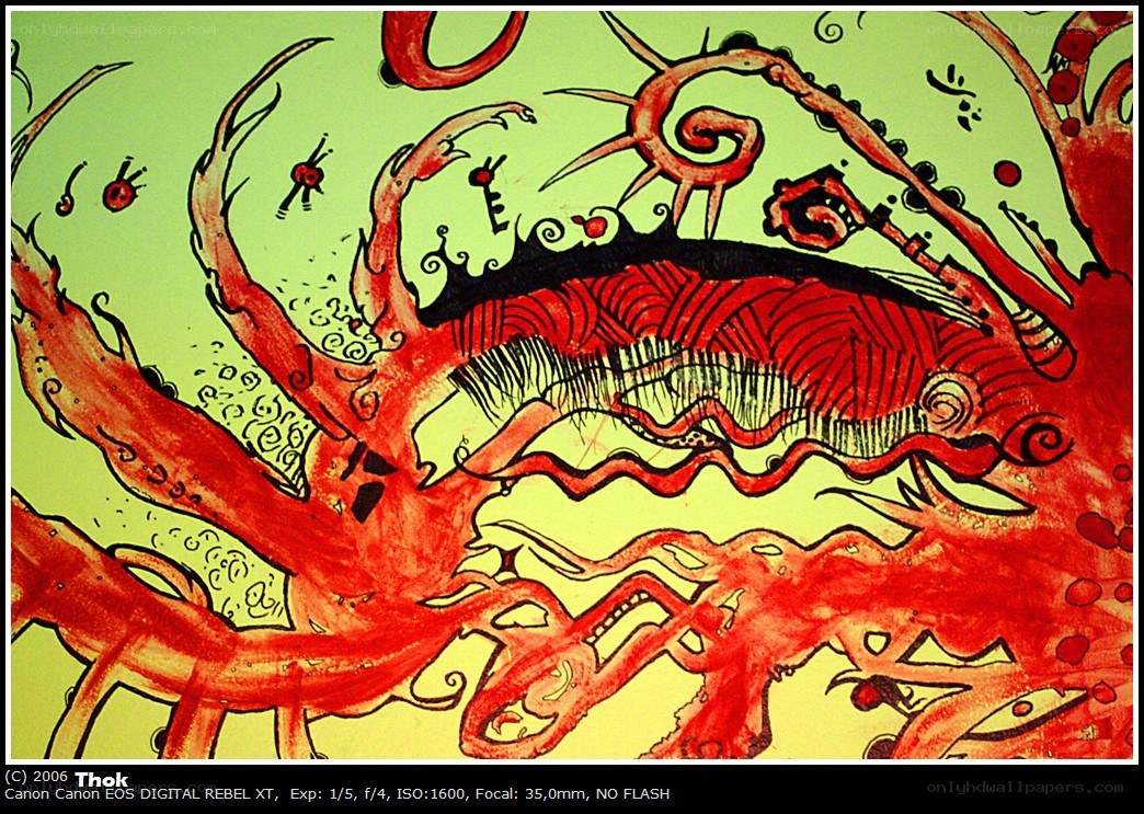 Abstract red and green artwork