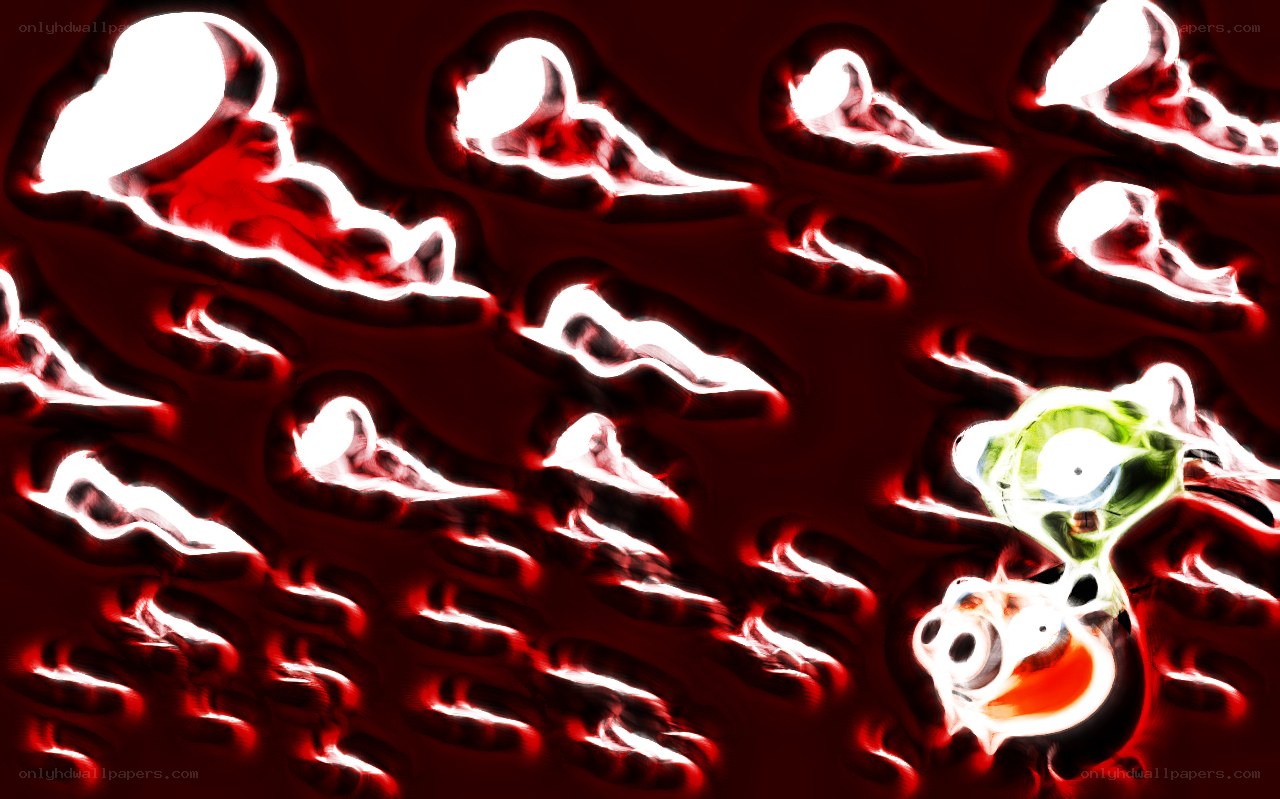 Abstract red and green fluid shapes