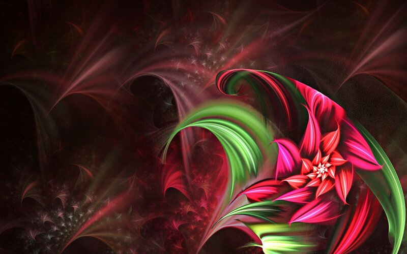 Abstract red and green fractal art