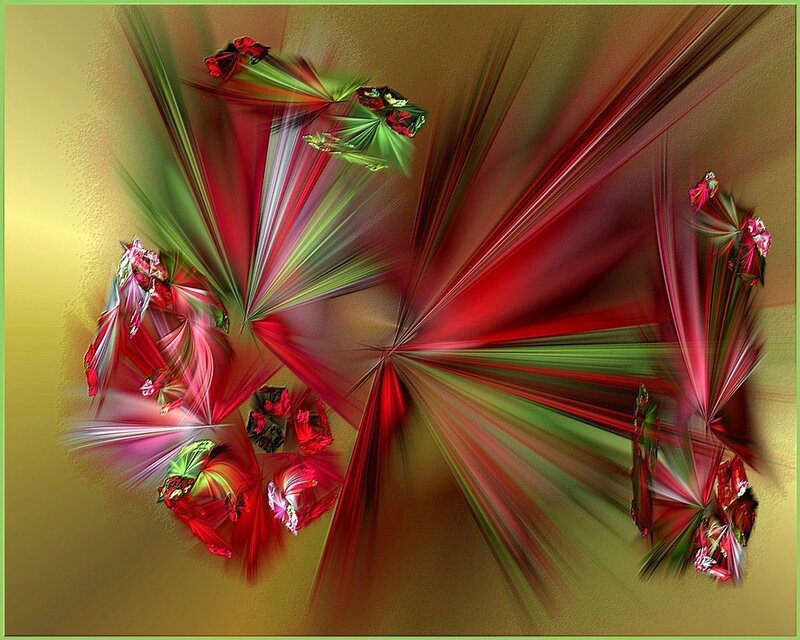 Abstract red and green fractal art