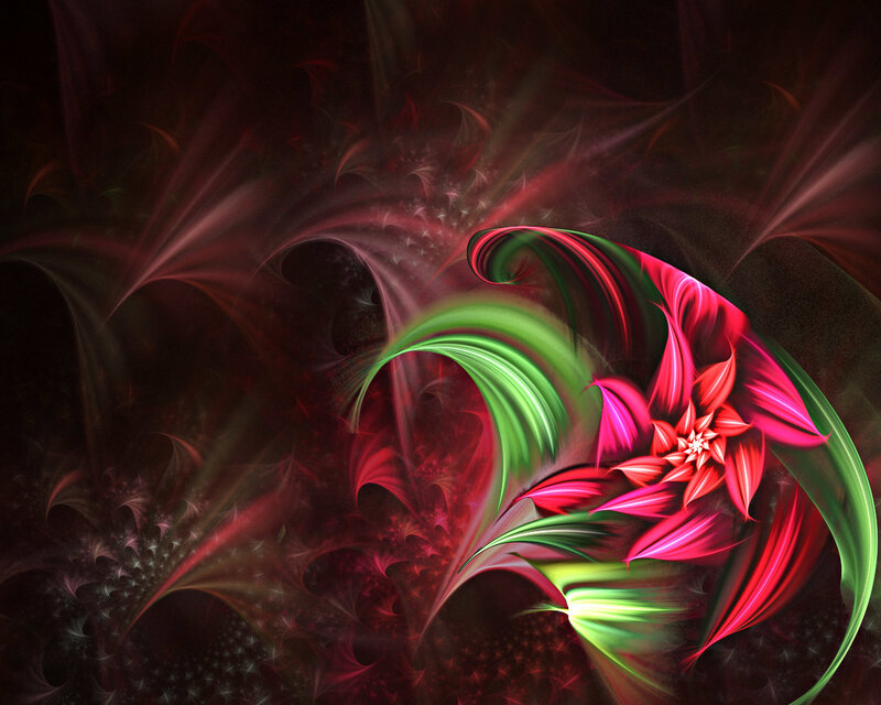 Abstract red and green fractal art