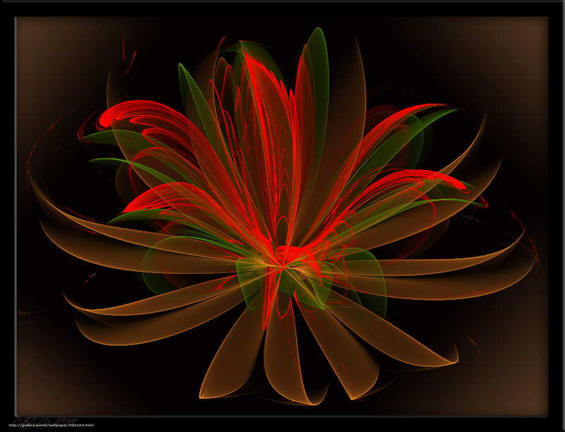 Abstract red and green fractal flower