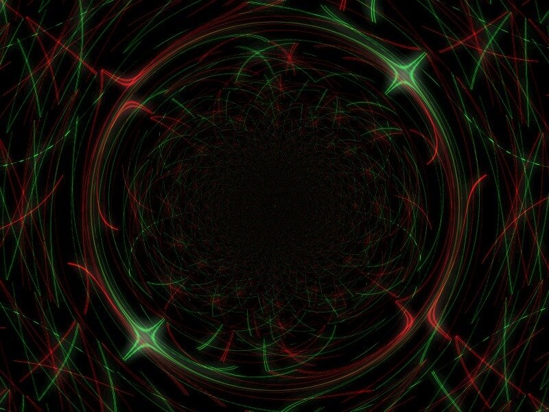 Abstract red and green light swirls