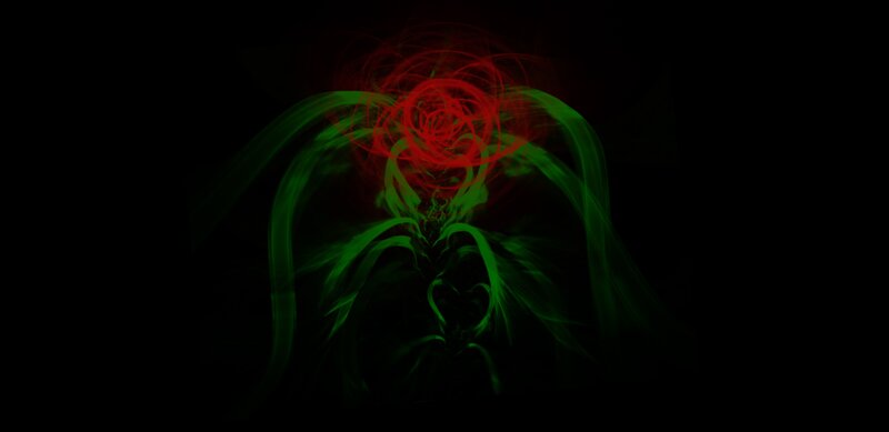 Abstract red and green light trails