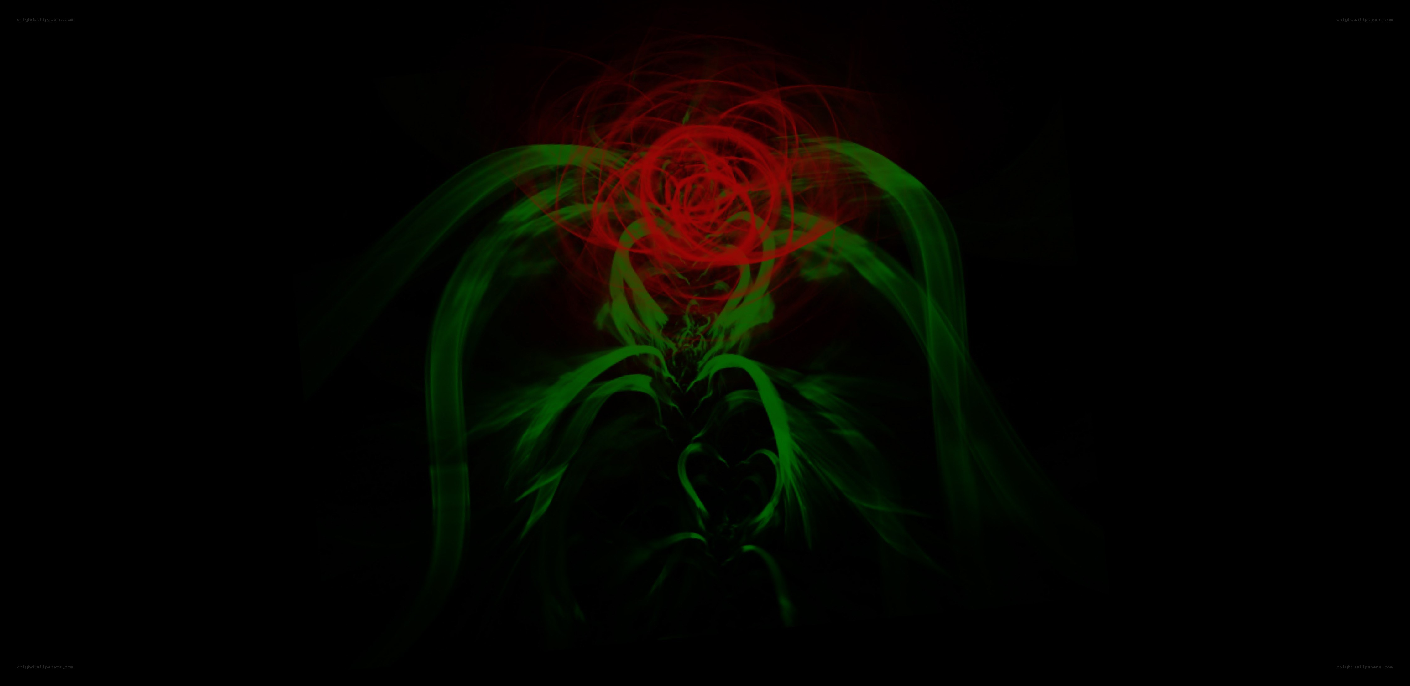 Abstract red and green light trails