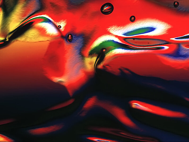 Abstract red and green liquid art