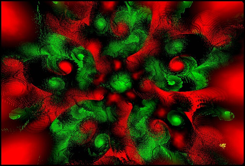 Abstract Red and Green Pattern — Chaotic