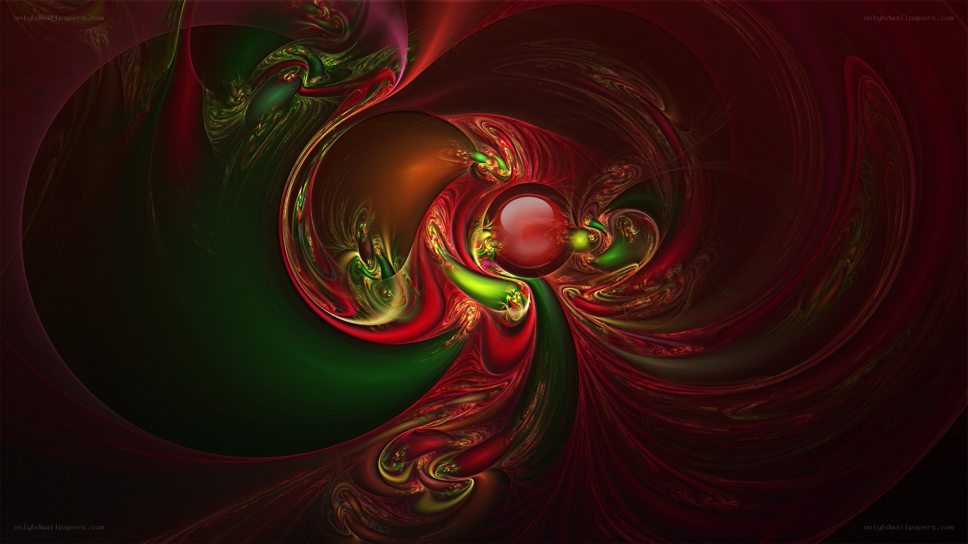 Abstract red and green swirl