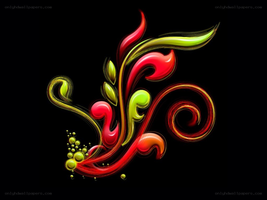 Abstract red and green swirls