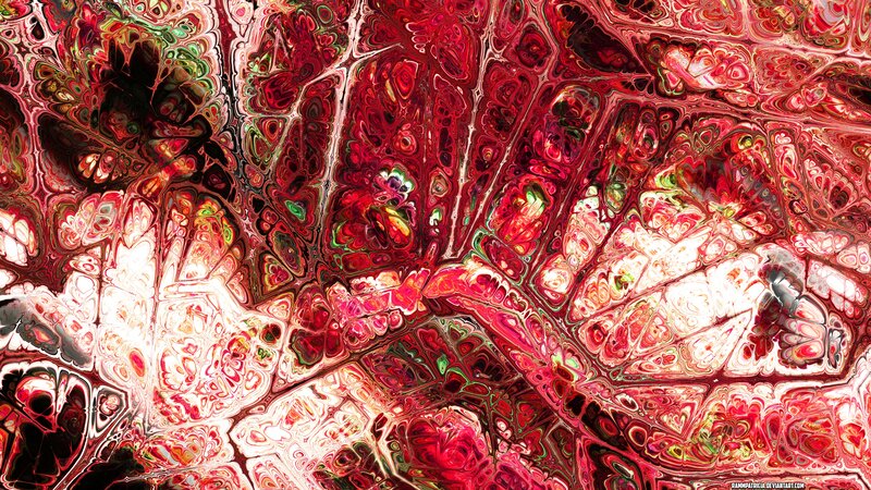 Abstract Red and Green Swirls — Chaotic