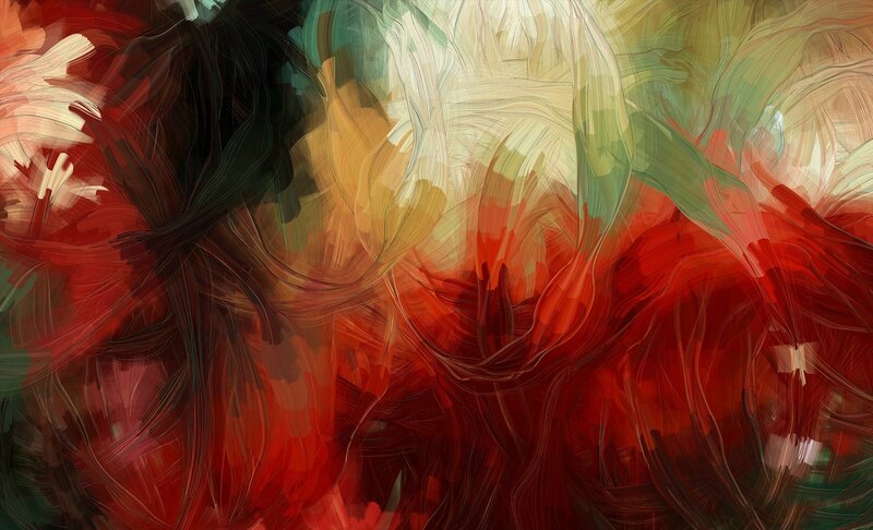 Abstract Red and Green Swirls — Dynamic, Digital Art