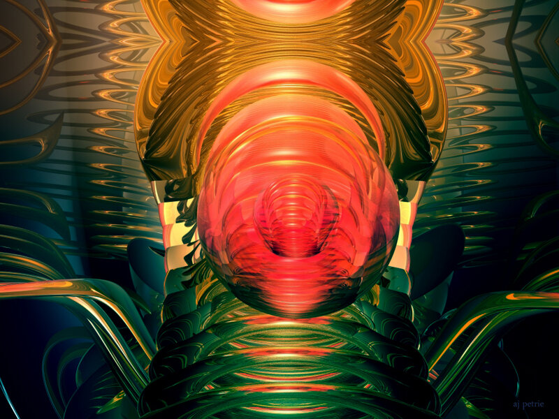 Abstract Red and Green Tunnel — Dramatic