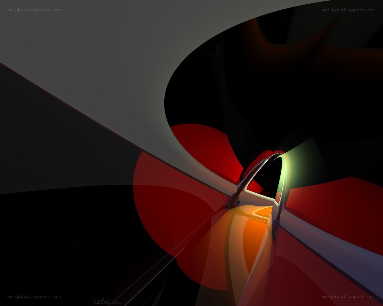 Abstract red and green tunnel