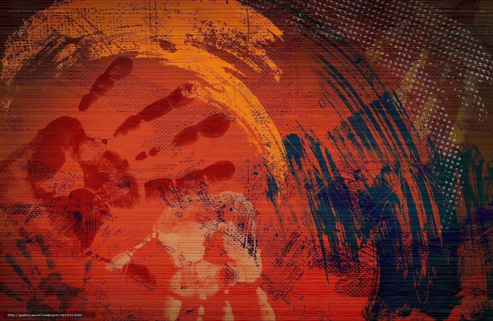 Abstract red and orange brushstrokes