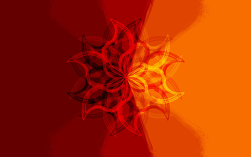Abstract red and orange flower design