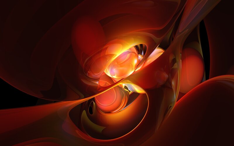 Abstract Red and Orange Forms — Dramatic, Digital Art, Light