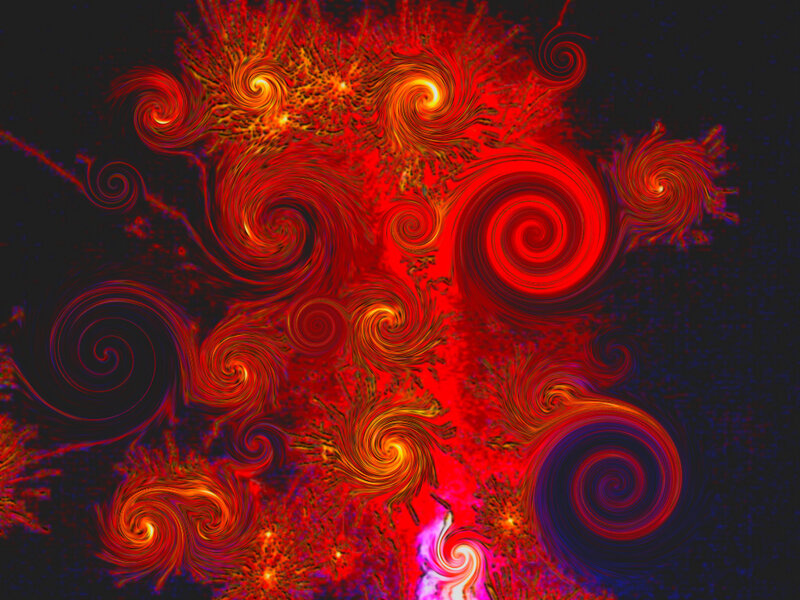 Abstract red and orange fractal swirls
