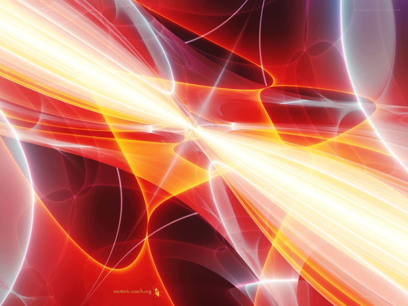 Abstract red and orange light beams