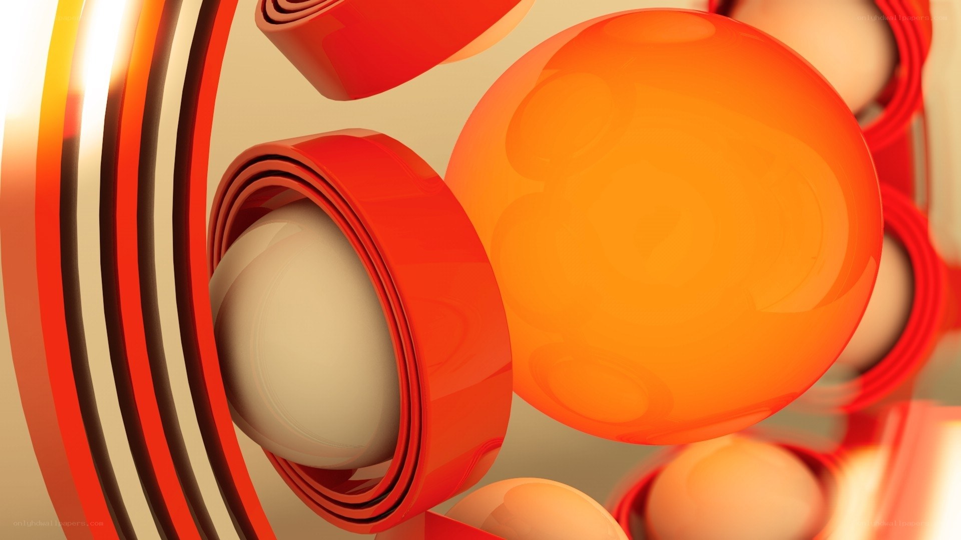 Abstract red and orange spheres