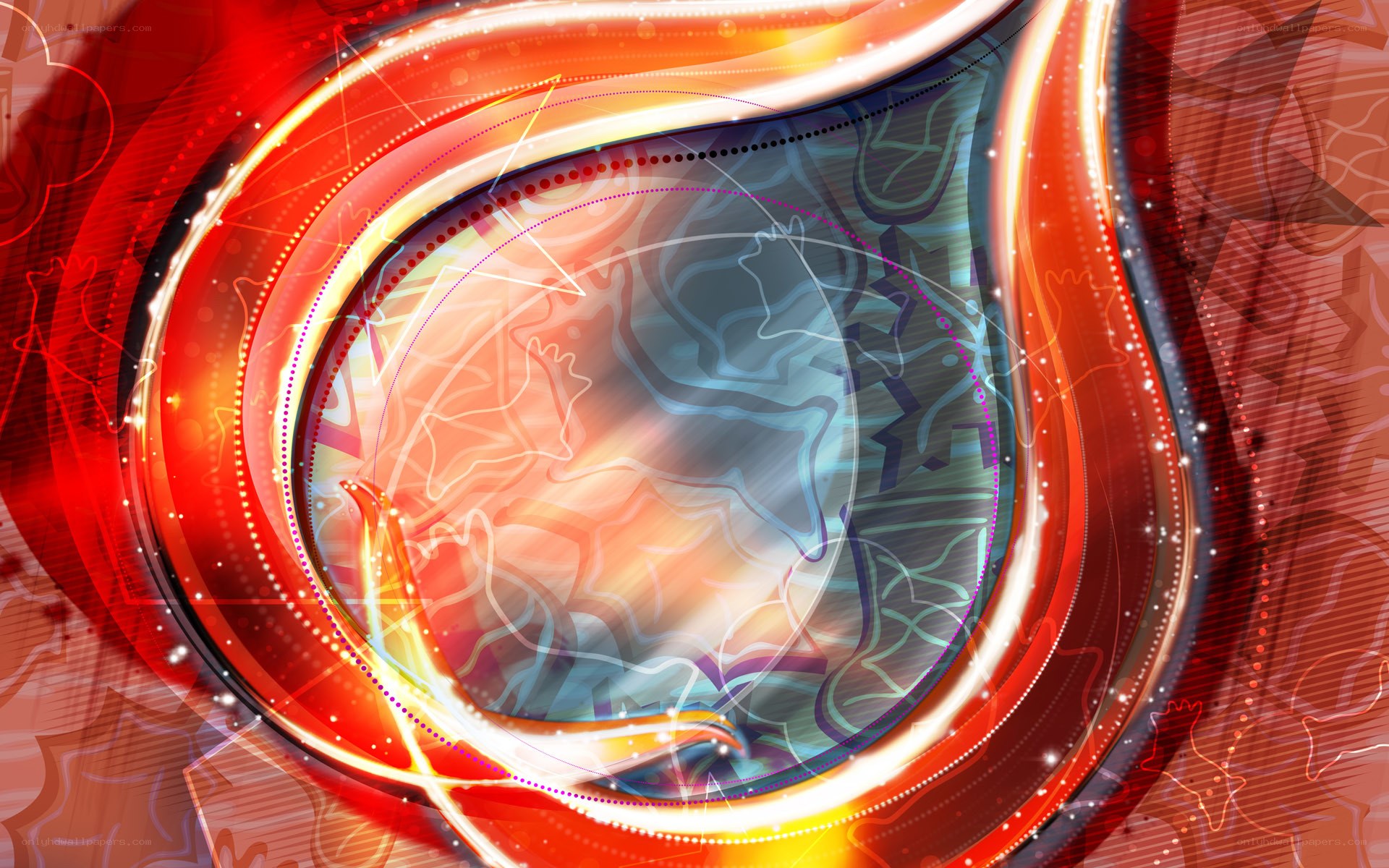 Abstract red and orange swirl