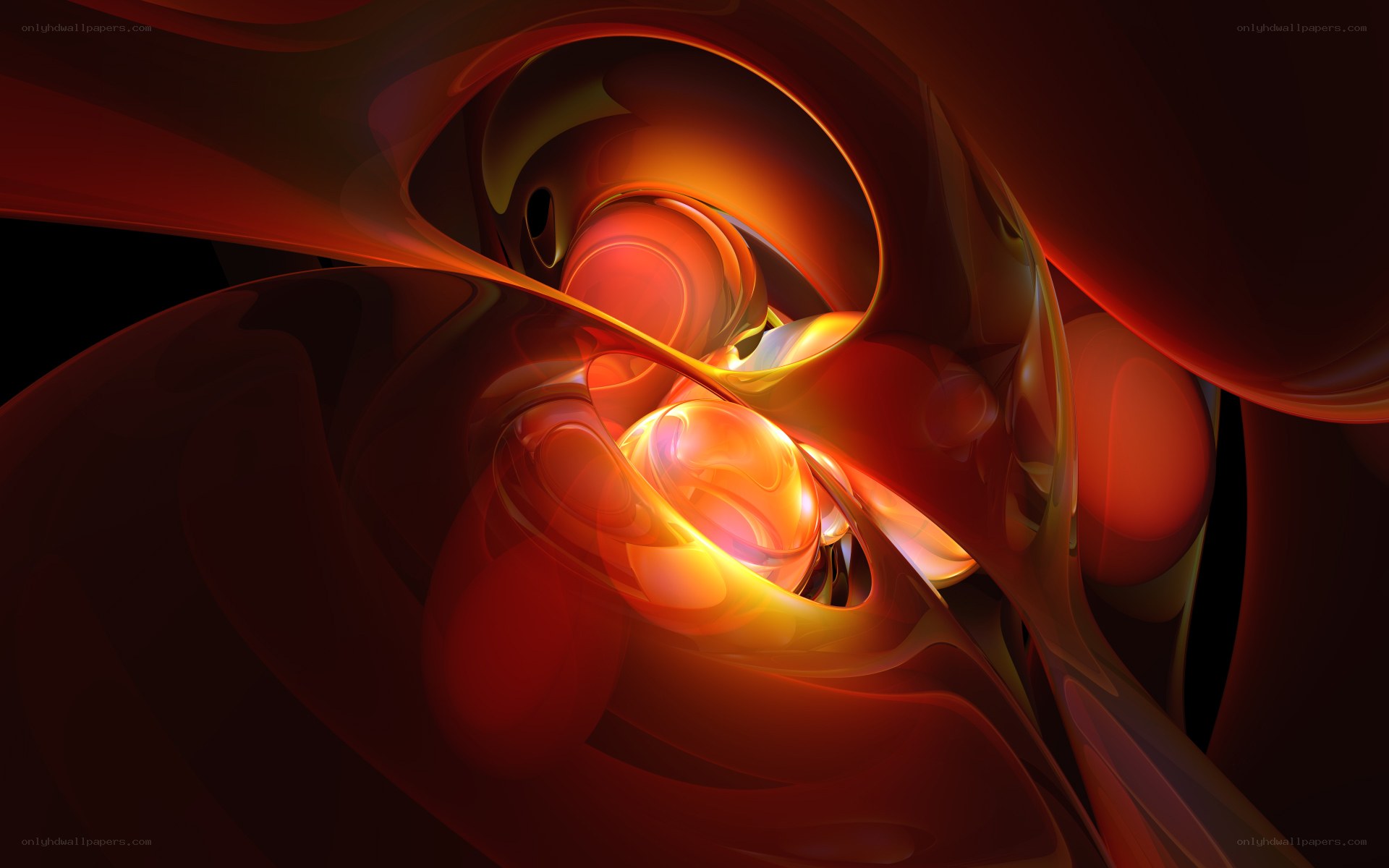 Abstract red and orange swirls