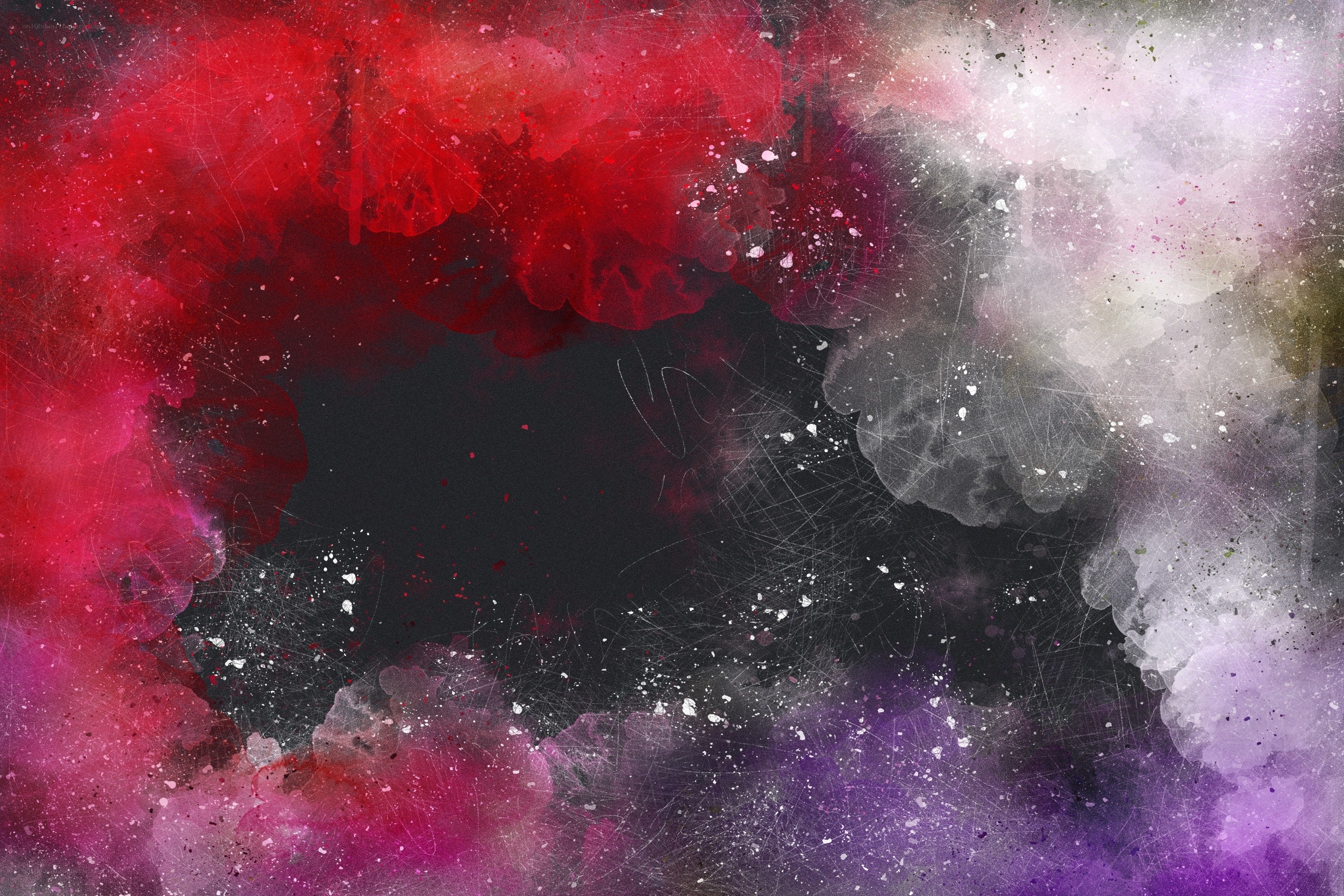 abstract red and purple splatter