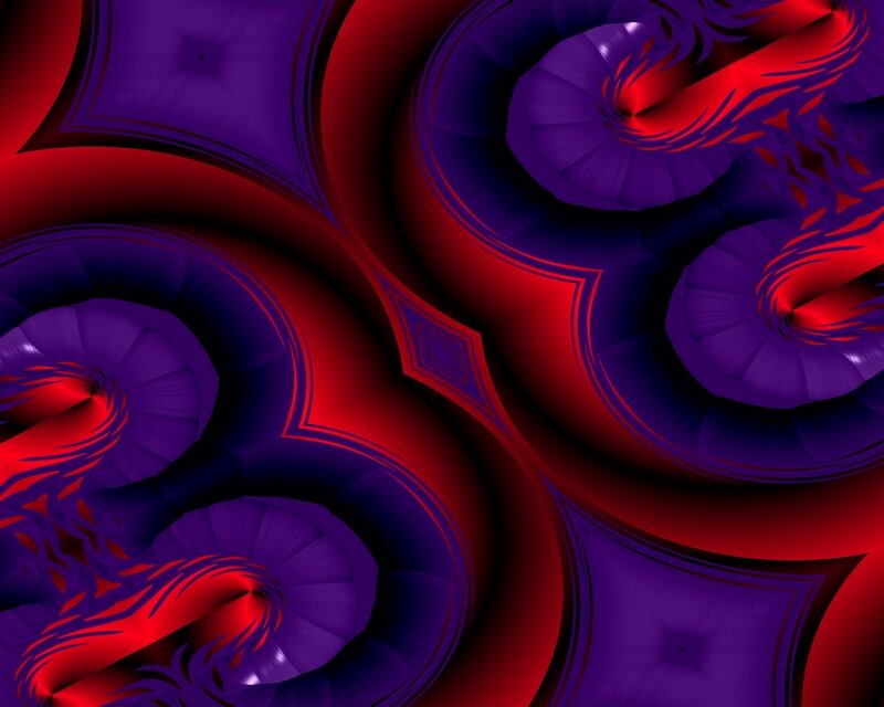 Abstract Red and Purple Swirls — Dynamic, Digital Art, Geometric Shapes