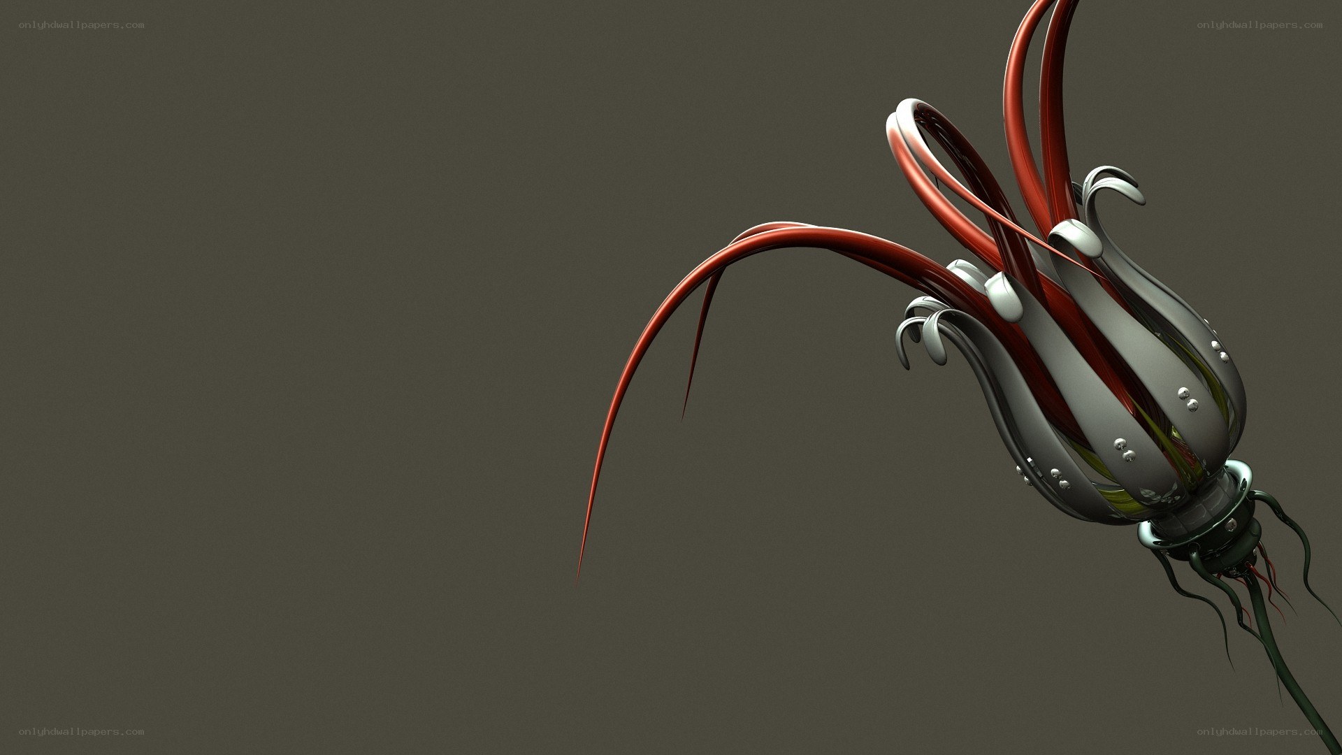 abstract red and silver creature