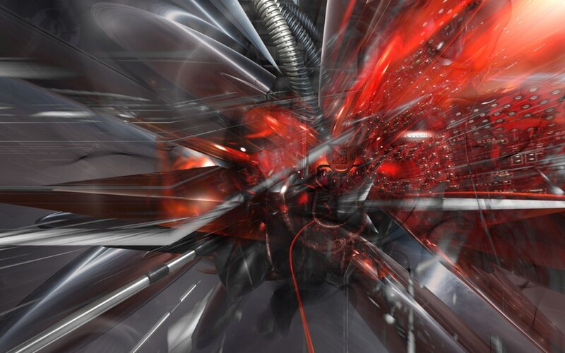abstract red and silver explosion