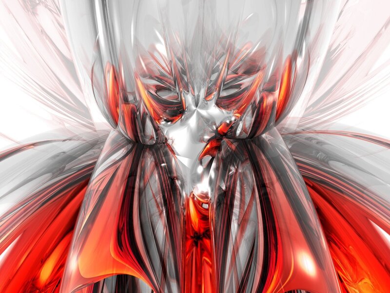 Abstract Red and Silver Form — Dramatic
