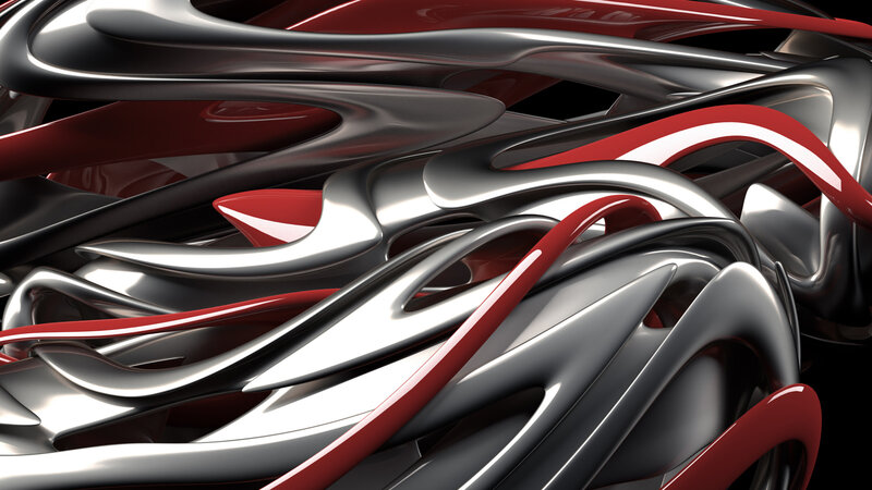 Abstract Red and Silver Forms