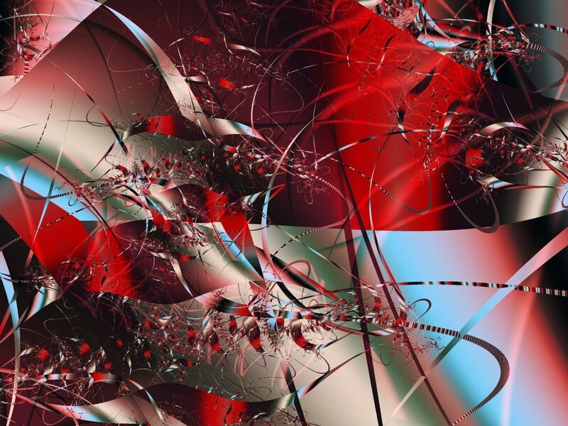 Abstract red and silver fractal art