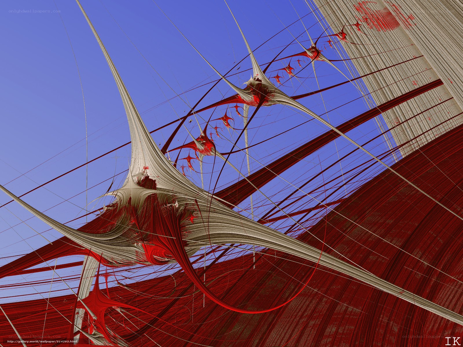 Abstract red and silver fractal structure