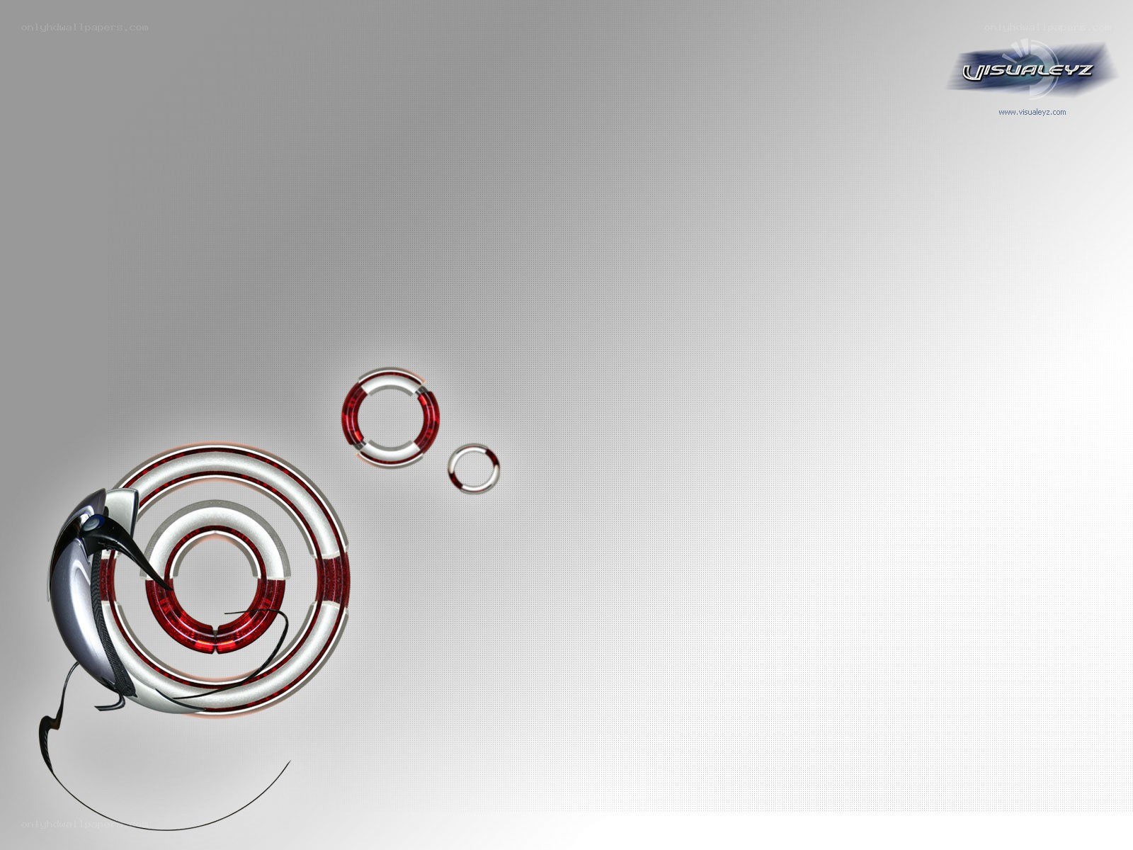 abstract red and silver rings