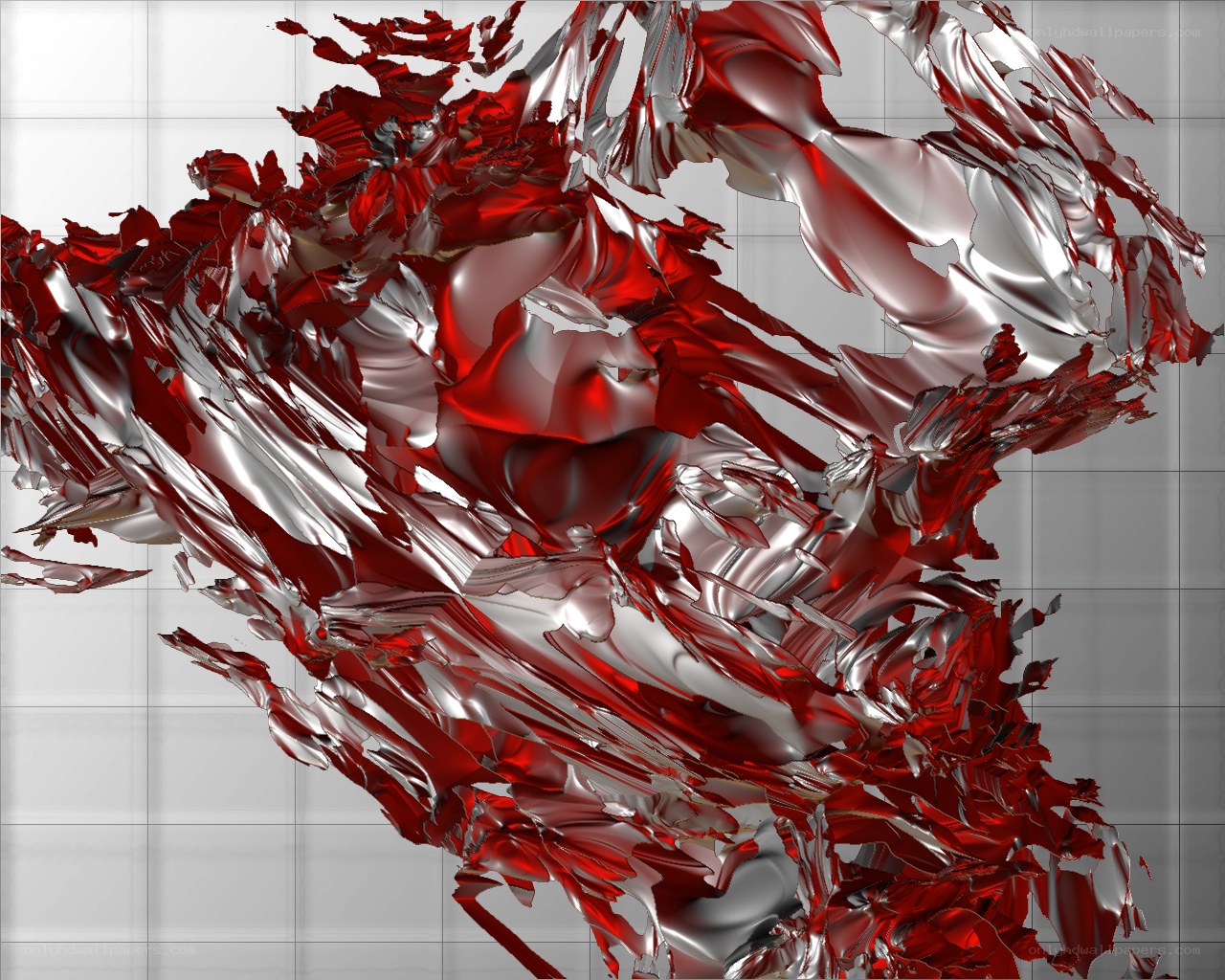 abstract red and silver sculpture