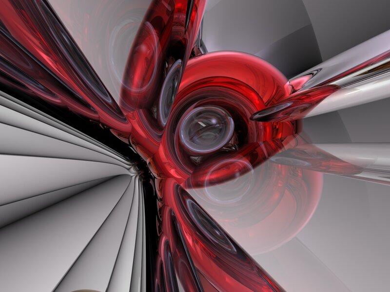 Abstract red and silver sculpture