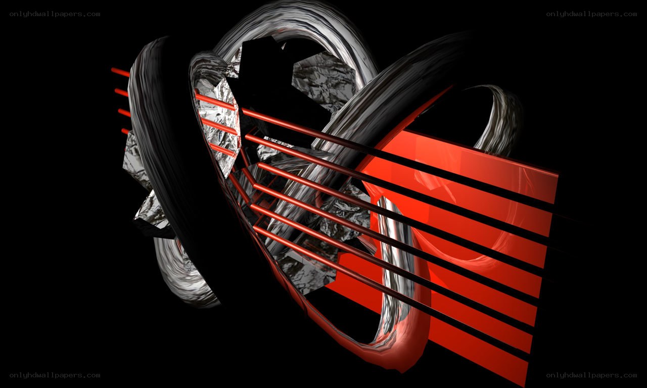 abstract red and silver sculpture