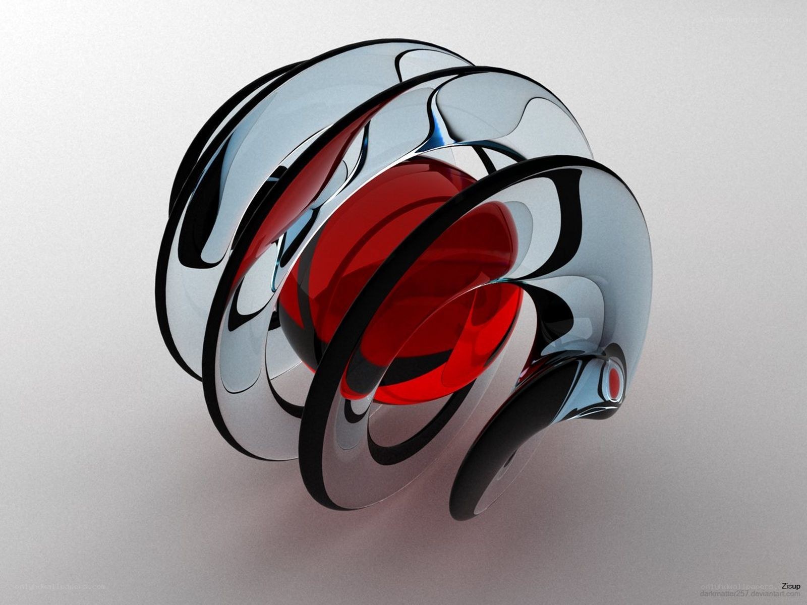 Abstract red and silver sculpture