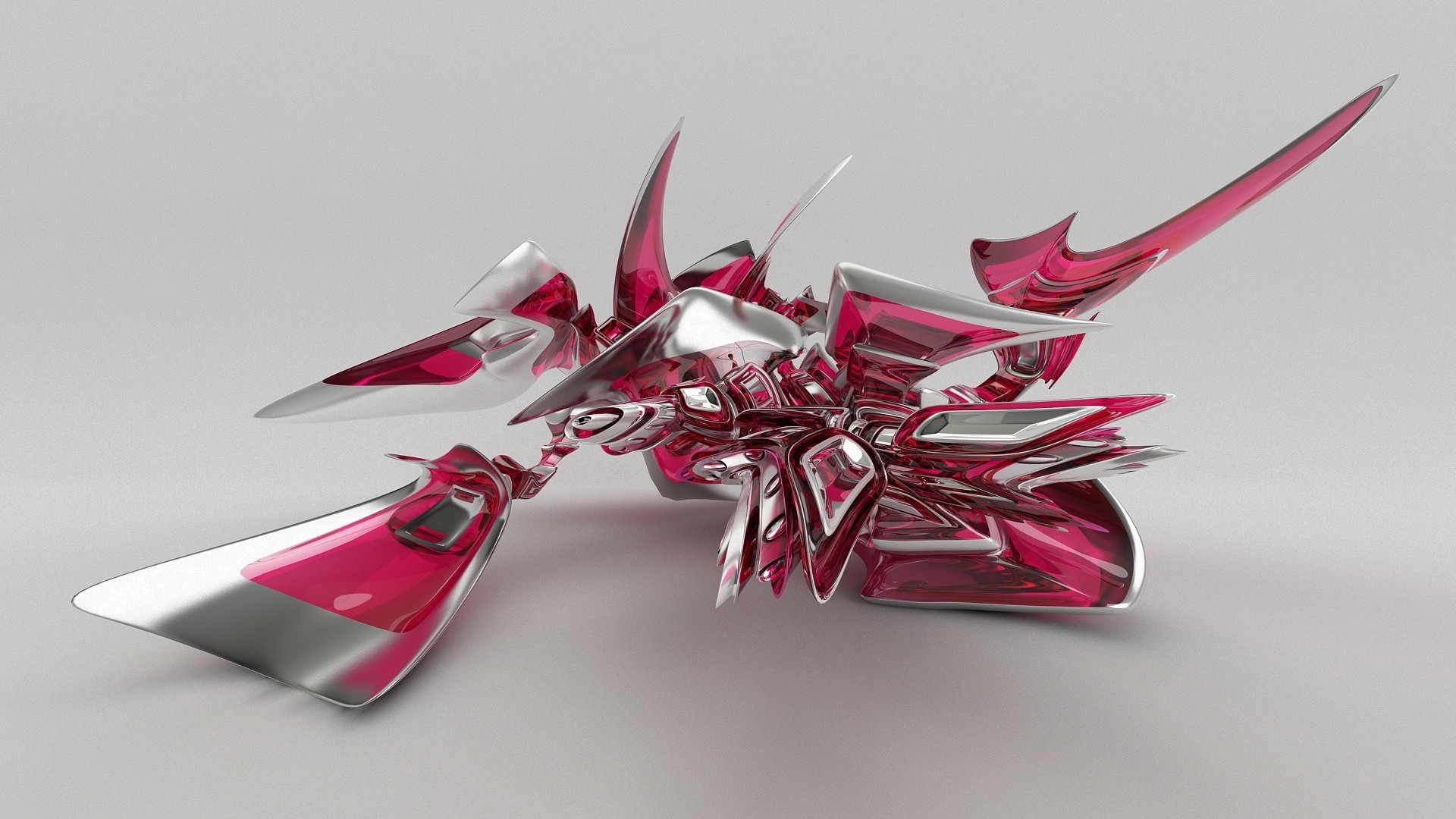 abstract red and silver sculpture