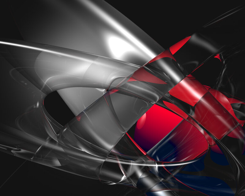 Abstract red and silver shapes