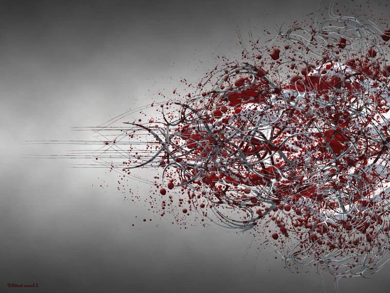 abstract red and silver splatter