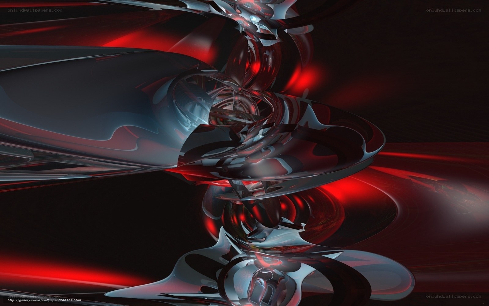 Abstract red and silver swirl