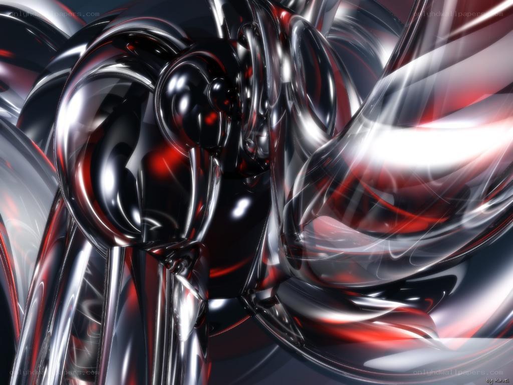 Abstract red and silver swirls