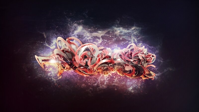 Abstract Red and Silver Swirls — Dramatic